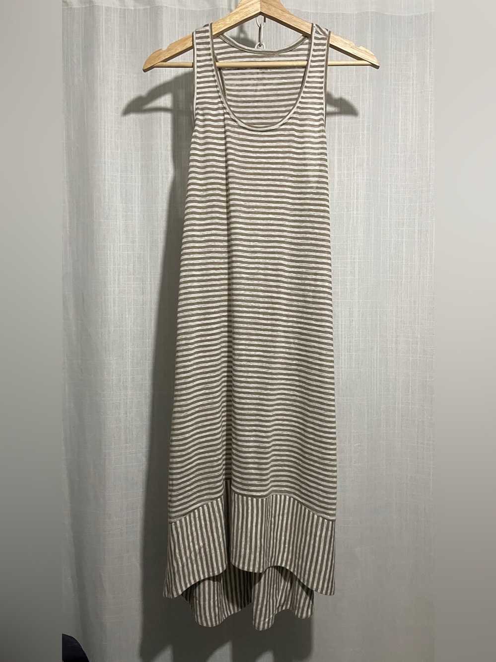 Eileen Fisher, Striped white and beige linen dress, PS